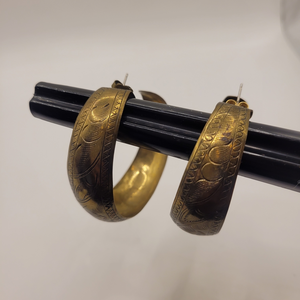 Vintage Brass Ethnic Hoops